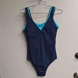 Navy Blue and Teal One-Piece Swimsuit